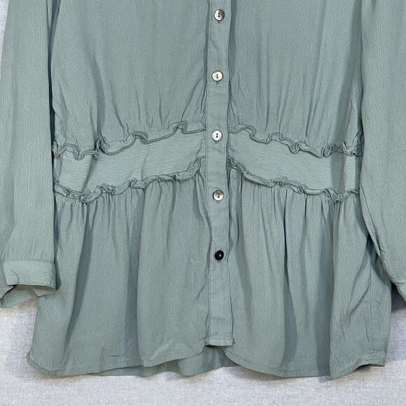 Soft Surroundings Blouse Top Women Size XSP Green 3/4 Sleeve Style# 38823 - Picture 7 of 13